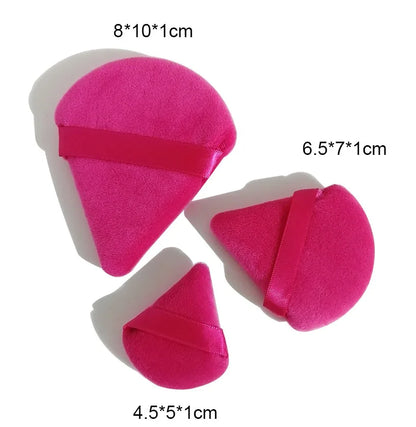 Zonyin Wholesale 3pcs Black Velvet Triangle Powder Puff Custom Logo Soft Mini Large Face Powder Puff for Make up