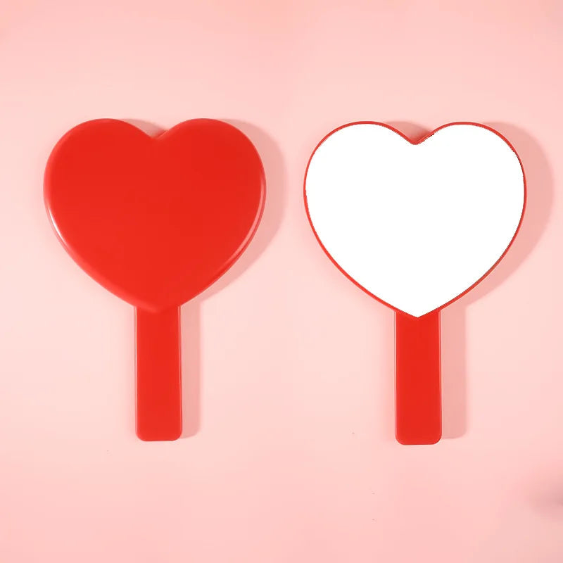 Zonyin Heart Shape Hand Cosmetic Mirror Custom logo Plastic Portable Handheld Makeup Mirror Promotional Business Gift