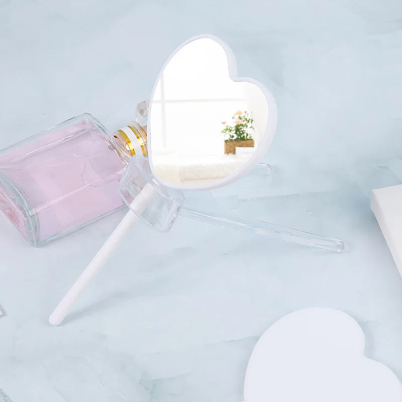 Zonyin Cheap Promotion Gift Cute Mini Heart Hand Cosmetic Mirror Custom Logo Small Love Handheld Makeup Mirror for Women Girls