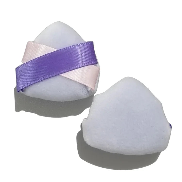 Zonyin Wholesale Cute Mini Velour Powder Puff Pink and Purple Double Ribbon Small Velvet Makeup Sponge Puff for Face