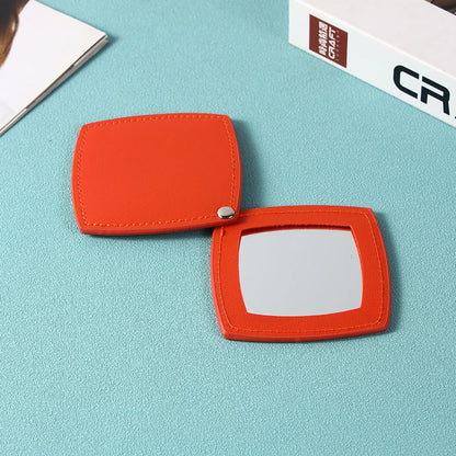 Zonyin Customized Logo Portable Square-Shape Vanity Makeup Mirror Travel Folding Pu Leather Pocket Compact Mirror for Girls Gift