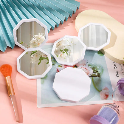 Zonyin New Portable Foldable Plastic Handheld Pocket Cosmetic Mirror Custom Mini Double-Sided Makeup Mirror for Travel