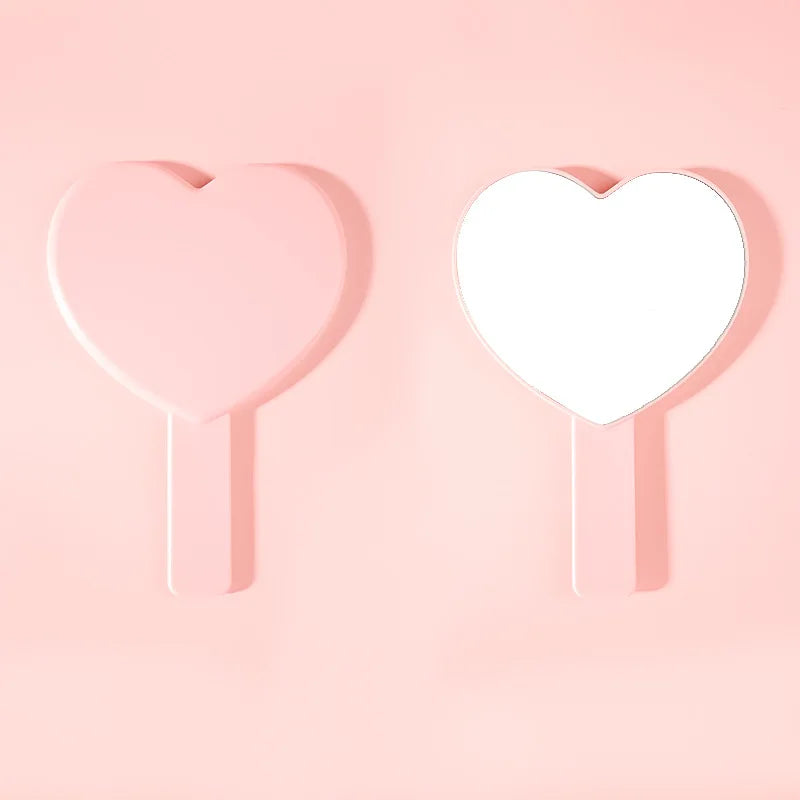 Zonyin Heart Shape Hand Cosmetic Mirror Custom logo Plastic Portable Handheld Makeup Mirror Promotional Business Gift