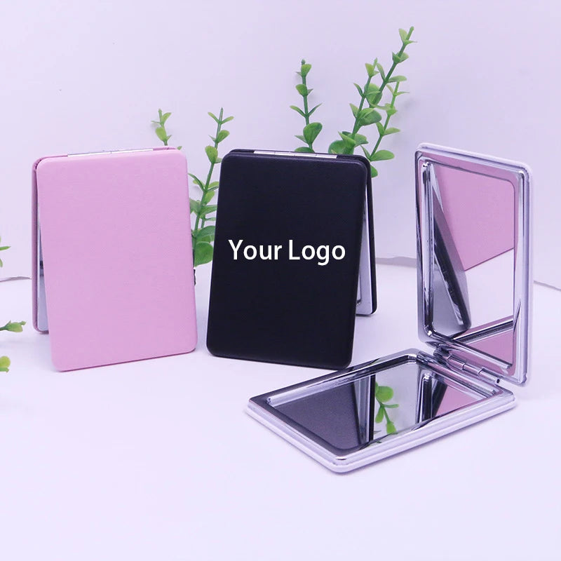 Zonyin Hot Selling PU Makeup Mirror Mini Compact Pocket Travel Gift Different Shape Size Personalized Heart Mini Compact Mirror