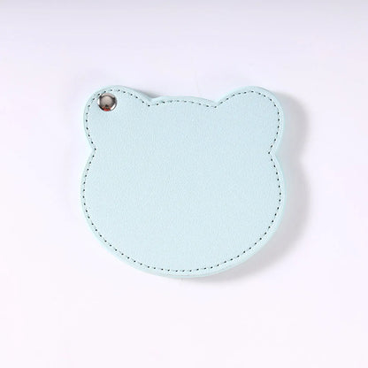 Zonyin Customized Personalized Logo Pu Leather Glass Mirror Lovely Black Bear Shaped Pocket Makeup Mirrors for Travel
