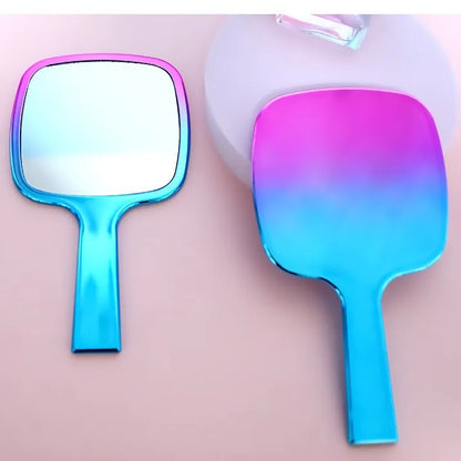 Zonyin New Square Electroplated Gradient Color Cosmetic Mirror Large Size Plastic Handheld Makeup Mirror with Printed Logo