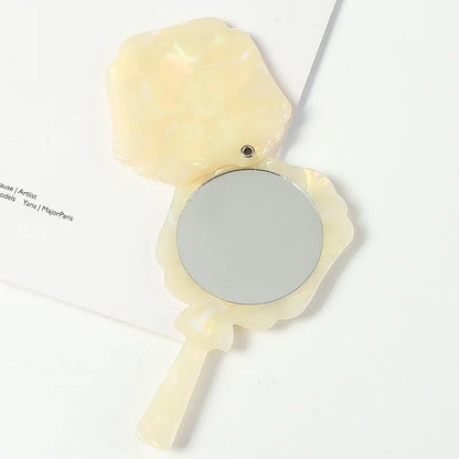 Zonyin Wholesale Handheld Round Mirror Portable Compact Small Cosmetic Mirror Custom Logo Acetate Beauty Salon Makeup Mirror