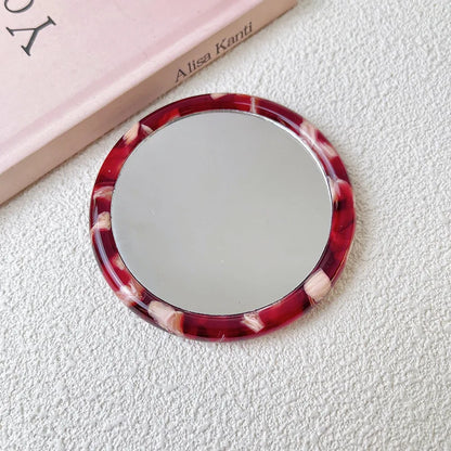 Zonyin Travel Gift Custom Logo Acetate Portable Beauty Makeup Mirror Hand Held Compact Mini Small Cosmetic Pocket Mirror