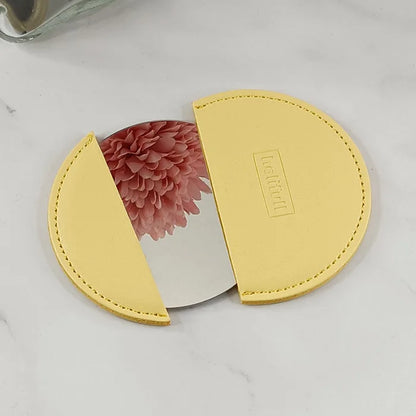 Zonyin Wholesale High Quality Custom Logo Round Pocket Mirror Pu Leather Small Makeup Travel Mirror for Promotion Gifts