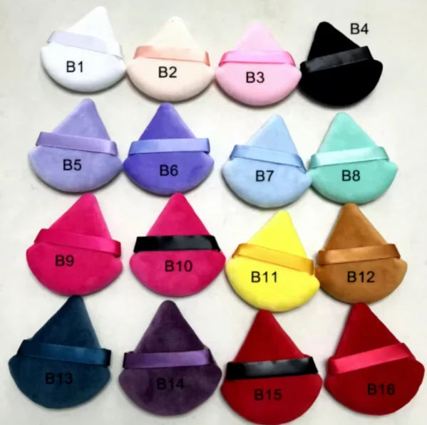 Zonyin Custom LOGO Black Triangle Powder Puffs Face Cosmetic Powder Puff Washable Reusable Soft Plush Powder Sponge Makeup