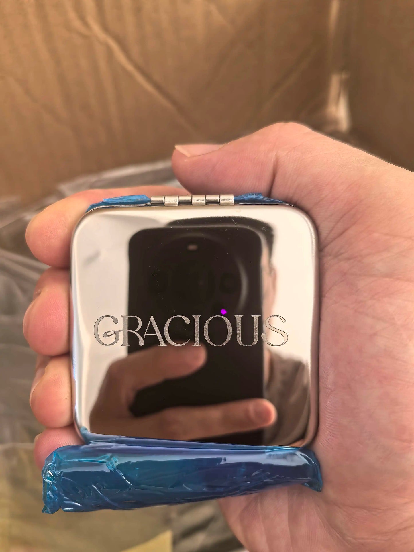 OEM ODM Custom Travel Makeup Mirror Square Mini Stainless Steel Personalized Customized Logo Mirrors