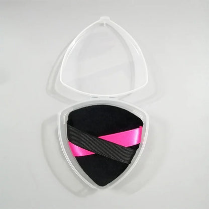 Zonyin New Arrival Double Ribbon Triangle Powder Puff Super Soft Velvet Makeup Loose Powder Puff with Custom Logo