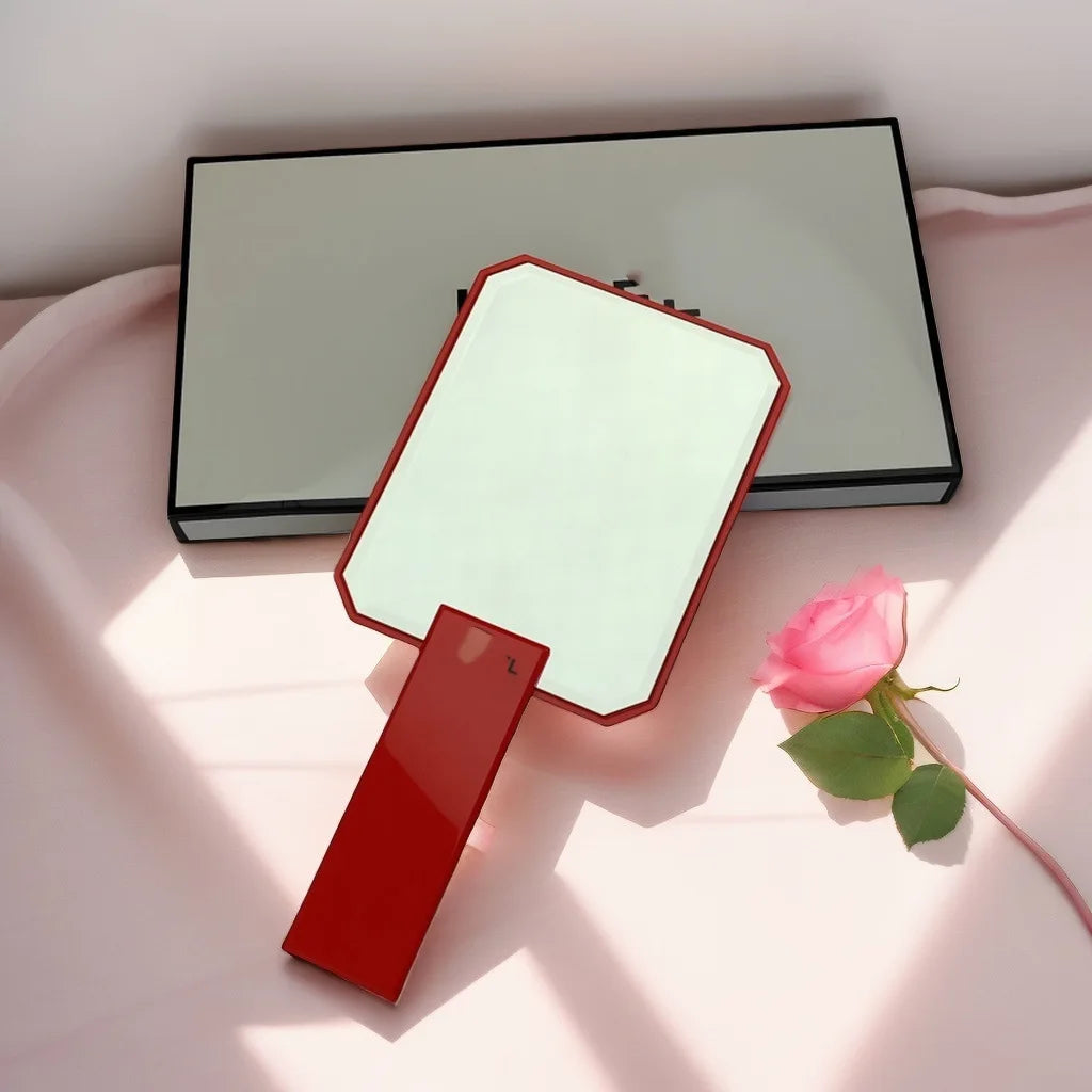 Zonyin Personalized Travel Makeup Mirror Custom Logo Plastic Square Handheld Cosmetic Mirror for Girls and Woman Gift