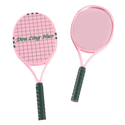 Zonyin New Arrivals Handheld Makeup Mirror Portable Plastic Tennis Racket Shape Small and Cute with Customized Logo for Children