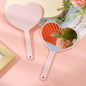 Zonyin Large Portable Travel Makeup Mirror Custom Logo Heart Shaped Hand Held Cosmetic Mirror Plastic Pocket Mirror for Girls