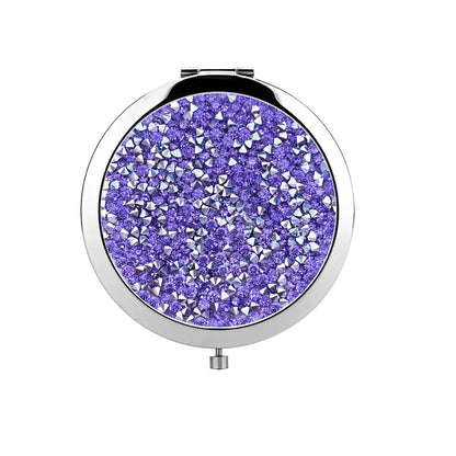 Zonyin Rhinestone Folding Makeup Mirror Crystal Double Sided Pocket Mirror Portable Round Compact Cosmetic Mirror for Wedding