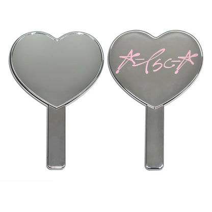 Zonyin Wholesale Cute Plating Silver Hand Held Mirror Custom Logo Plastic Lovely Lady Heart Handheld Makeup Mirror With Handle