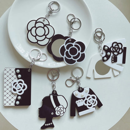 Zonyin Hot Selling Acetate Portable Small Makeup Mirror Key Chain Bag Pendant Accessories Wholesale for Girls Gift
