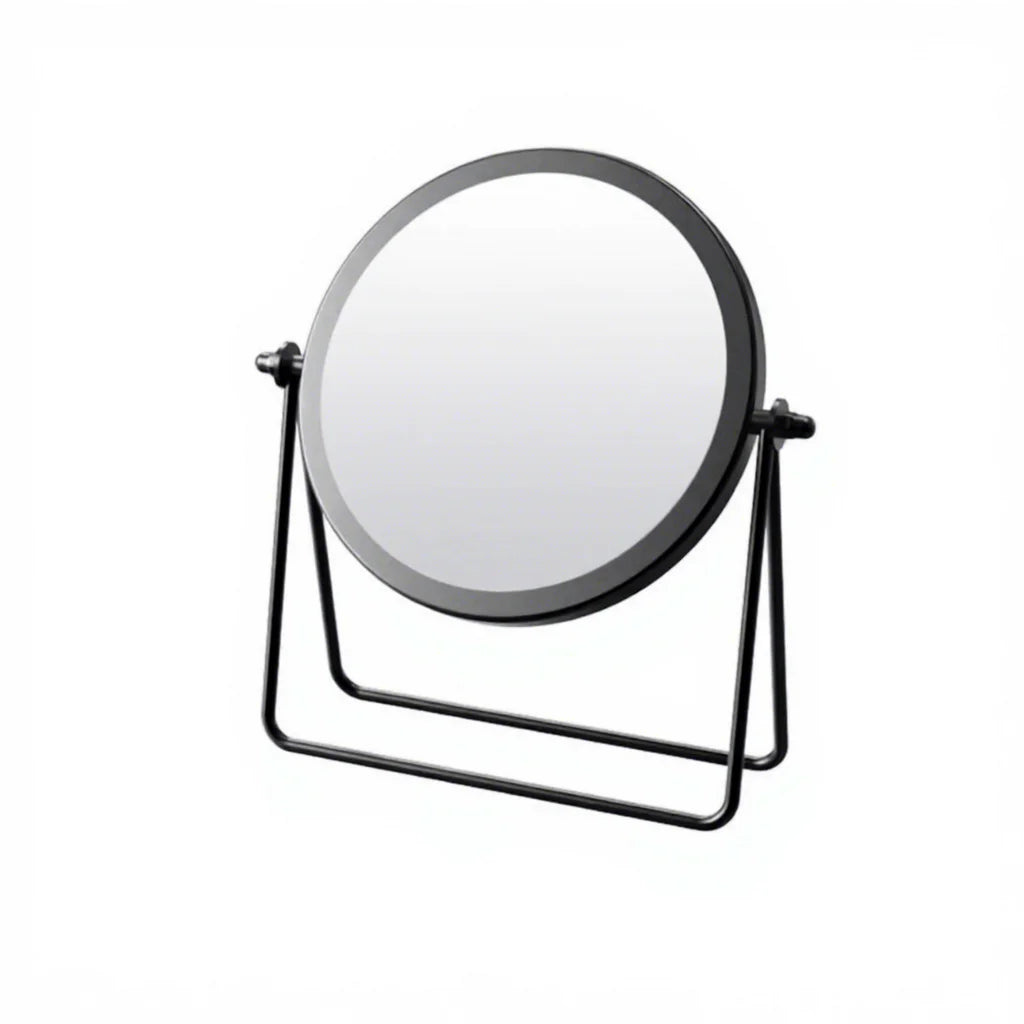 Desktop Double-sided Rotatable Stainless Steel Magnifying Glass Makeup Mirror for Student Dormitory and Household Dressing Use