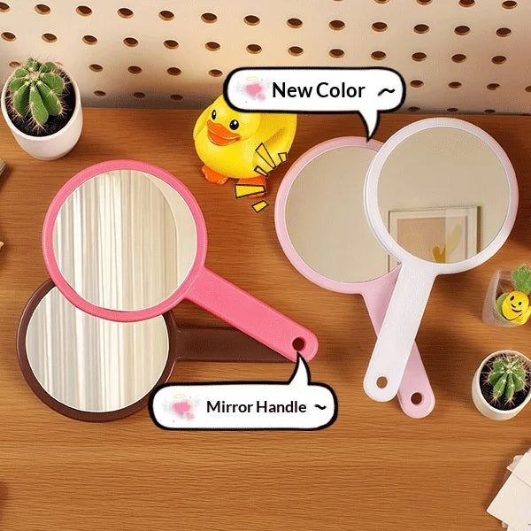 Zonyin Double Sided Round Makeup Mirror Portable Mini Handheld Cosmetic Mirror with Cute Handle Compact Vanity Mirror for Travel