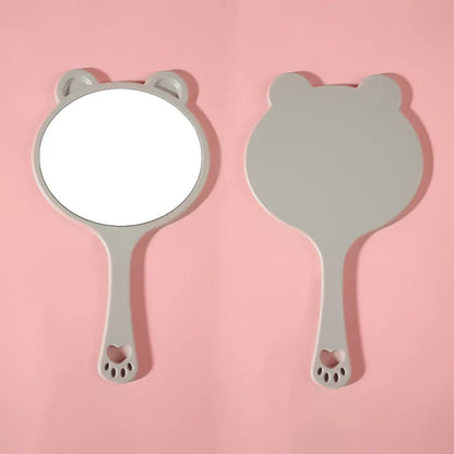 Zonyin Wholesale Cute Bear Shape Portable Handheld Makeup Mirror Salon Lash Mirror pink Hand Held Cosmetic Mirror for Girls