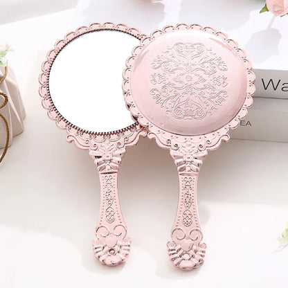 Zonyin High Quality Gold Oval Handheld Makeup Mirror Custom Logo Vanity Retro Hand Held Cosmetic Mirror for Women Girls Gift