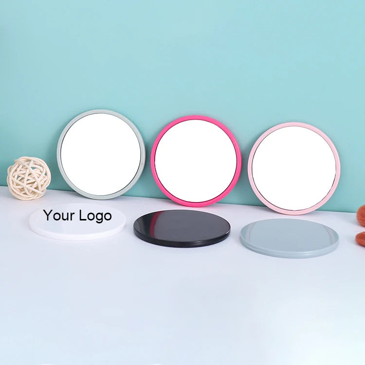 Zonyin Wholesale Plastic Single Side Pocket Mirror Round Portable Mini Mirror Private Label Small Makeup Mirror With Custom logo