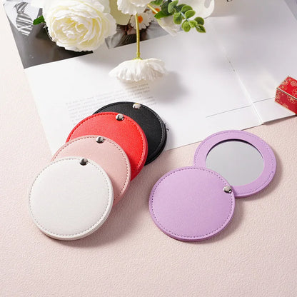 Zonyin New Arrival PU Leather Portable Rotating Makeup Mirror Custom Round Double-sided Magnification Pocket Mirror for Travel