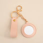 Zonyin Fashion PU Leather Makeup Mirror Bag Key Chain Flower Promotional Gifts Portable Pocket Mirror Heart Mirror With Key Ring