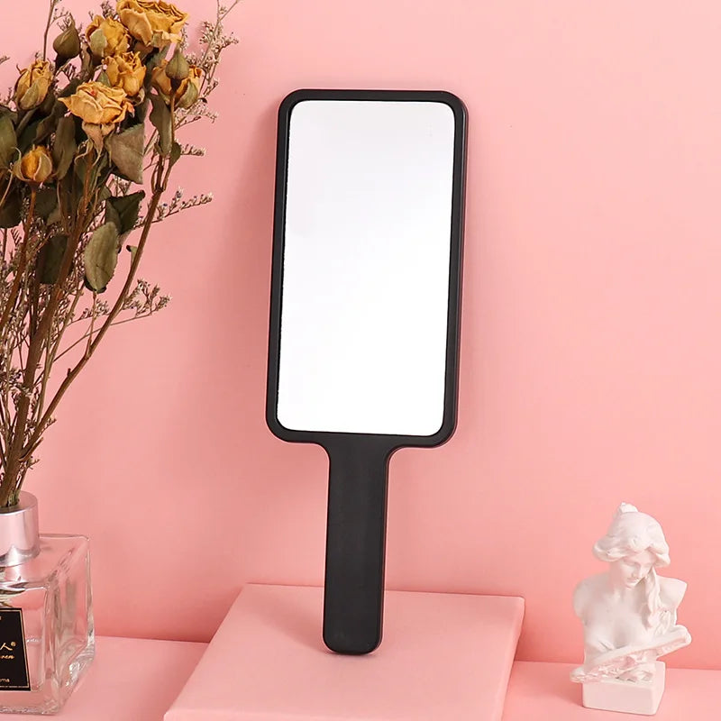 Zonyin Hot Selling Compact Travel Makeup Mirror Rectangle Small Handheld Cosmetic Mirror with Handle Pocket for Beauty