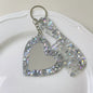 Zonyin Customized Personalized Glitter Sequin Car Keychain Bag Love Mini Acetate Makeup Mirror Heart DIY Car Hanging Accessories