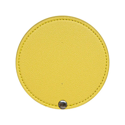 Zonyin Wholesale White Round Pocket Mirror Pu Leather Glass Small Travel Cosmetic Mirror for Women Girls