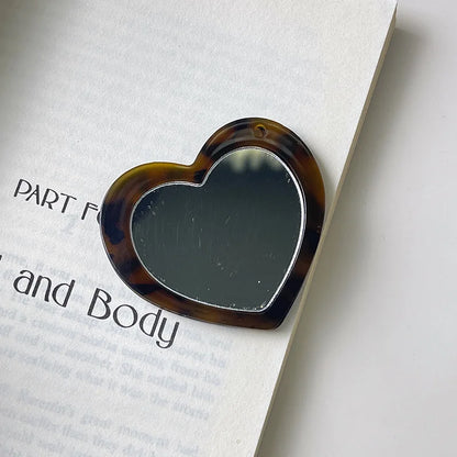 Zonyin New Design Acetate Mini Love Makeup Mirror and Comb KeyChain Heart-Shape Cute Cosmetic Mirror With Schoolbag Accessories