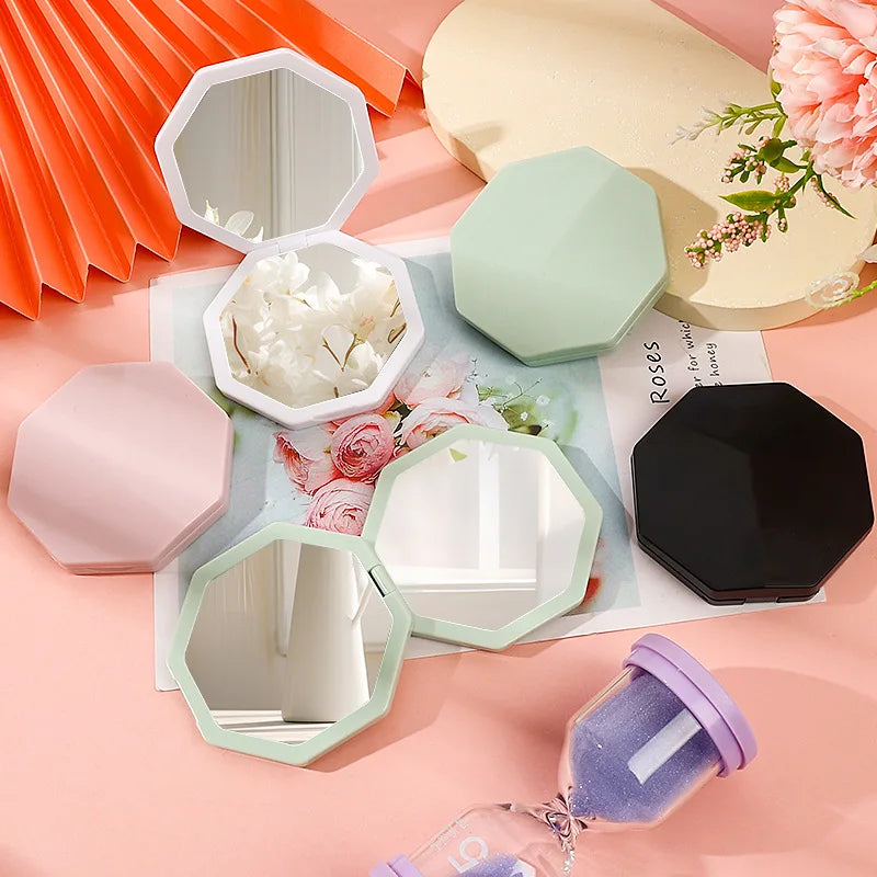 Zonyin New Portable Foldable Plastic Handheld Pocket Cosmetic Mirror Custom Mini Double-Sided Makeup Mirror for Travel
