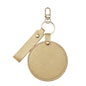 Zonyin LOW MOQ Customized Logo Round Pocket Cosmetic Mirror Pu Leather Portable Small Compact Makeup Mirror with Keychain