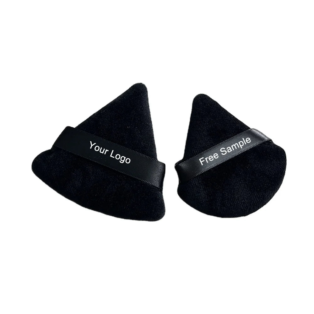 Zonyin Custom LOGO Black Triangle Powder Puffs Face Cosmetic Powder Puff Washable Reusable Soft Plush Powder Sponge Makeup