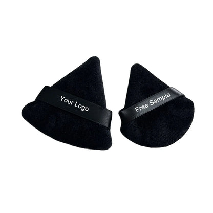 Zonyin Custom LOGO Black Triangle Powder Puffs Face Cosmetic Powder Puff Washable Reusable Soft Plush Powder Sponge Makeup