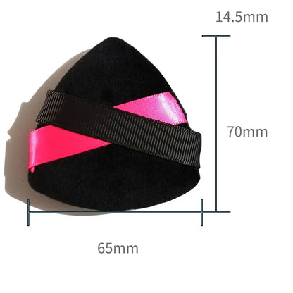 Zonyin New Arrival Double Ribbon Triangle Powder Puff Super Soft Velvet Makeup Loose Powder Puff with Custom Logo