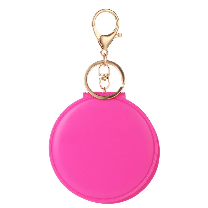 Zonyin Travel Round Compact Pocket Mirror Pink Promotion Cheap Custom Logo Hand Portable Folding Cosmetic Mirror for Keychain