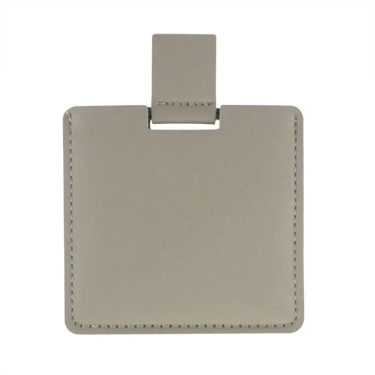 Zonyin High Quality Pink Square Shape Pocket Mirror Engraved Logo Small Pu Leather Metal Travel Cosmetic Makeup Mirror for Women