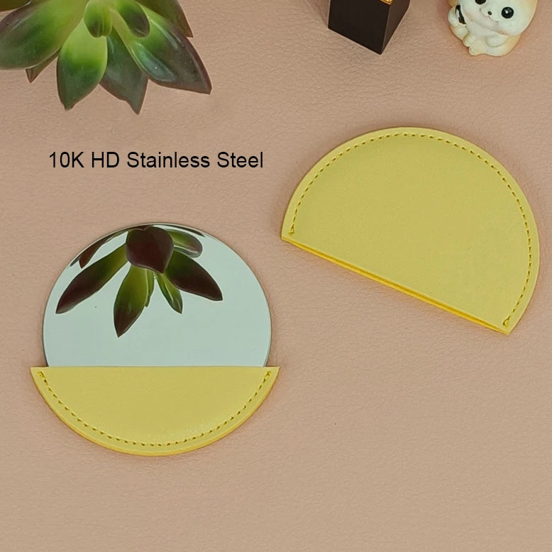Zonyin Wholesale High Quality Custom Logo Round Pocket Mirror Pu Leather Small Makeup Travel Mirror for Promotion Gifts