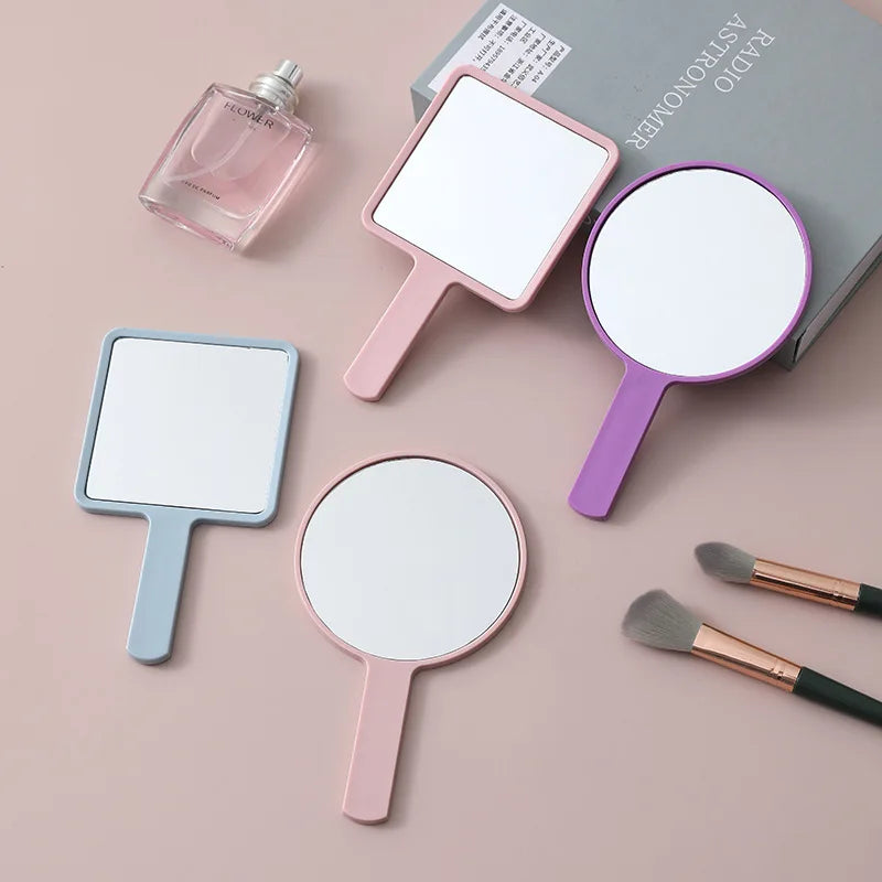 Zonyin Hot Sale Portable Square Round Makeup Mirror Small Handheld Cosmetic Hand Mirror for Girls Woman With Custom Logo