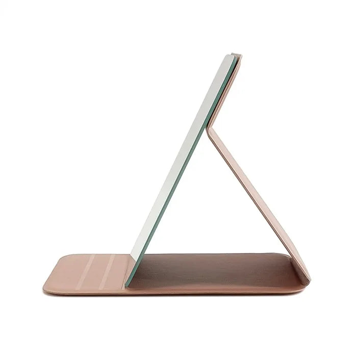Zonyin High Quality Large Pu Leather Makeup Standing Mirror Big Portable Folding Desktop Cosmetic Mirror with Customized Logo