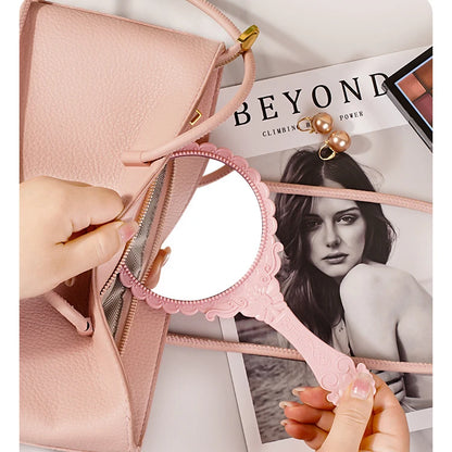 Zonyin Wholesale European Princess Vintage Oval Hand Held Cosmetic Mirror Handheld Retro Compact Makeup Mirror for Wedding