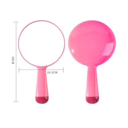 Zonyin Macaroon Color Portable Cosmetic Mirror with Cute Handle Plastic Hand-held Travel Mirror Customized Logo