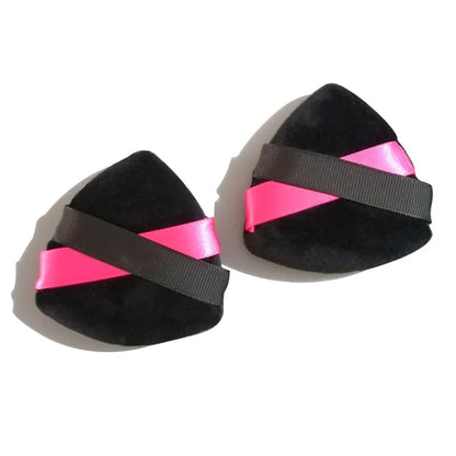 Zonyin New Arrival Double Ribbon Triangle Powder Puff Super Soft Velvet Makeup Loose Powder Puff with Custom Logo