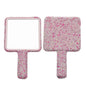 Zonyin Custom Logo Heart Shape Diamond Handheld Makeup Mirror Custom Hand Held Portable Private Label Round Makeup Mirror