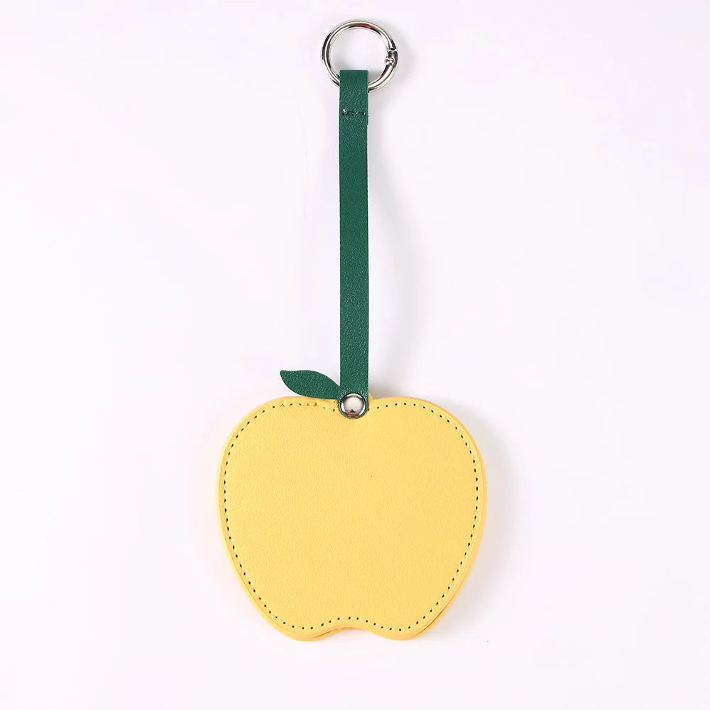 Zonyin Christmas Apple Design Baby Pink Pocket Makeup Mirror Customized Private Logo Small Mirror with Hanging Rope and Key Ring