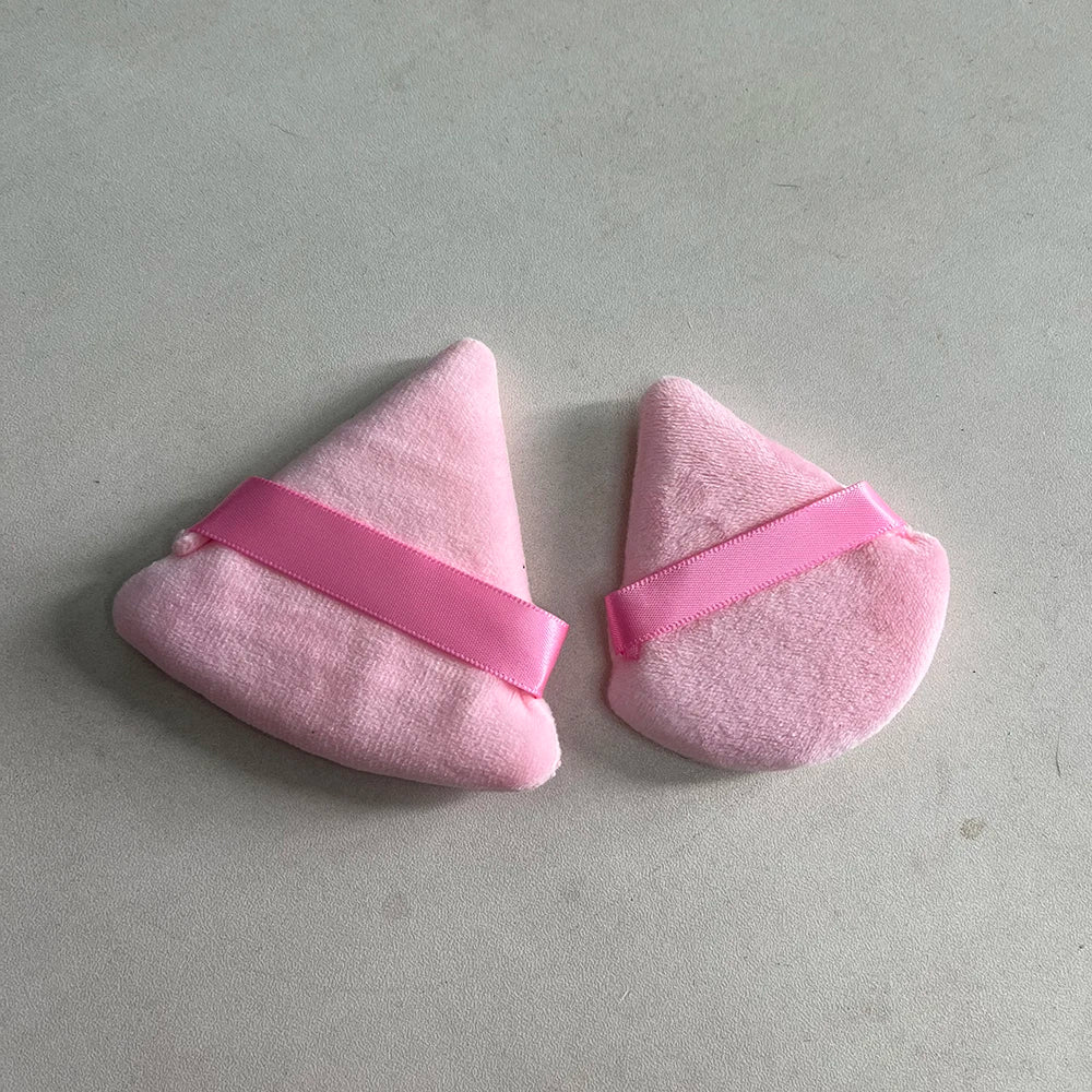Zonyin Super Soft Velour Pure Cotton Powder Puff Custom Logo Beauty Sponge Face Makeup Triangle Powder Puffs for Face