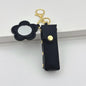 Zonyin PU Leather Flower Shaped Portable Mini Makeup Mirror With Lipstick Holder for Women Cosmetic Mirror Keychain  Accessories